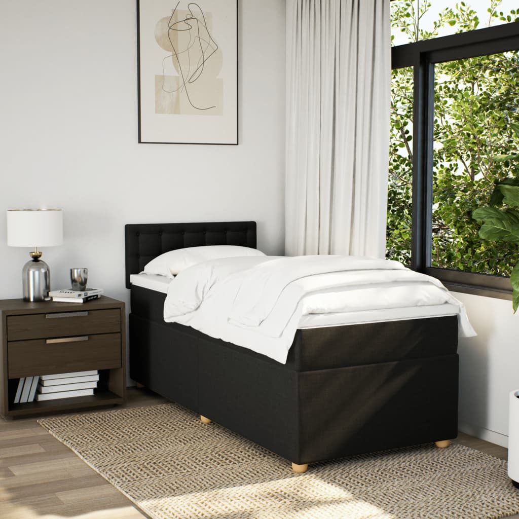 Box spring krevet s madracem crni 80 x 200 cm od tkanine
