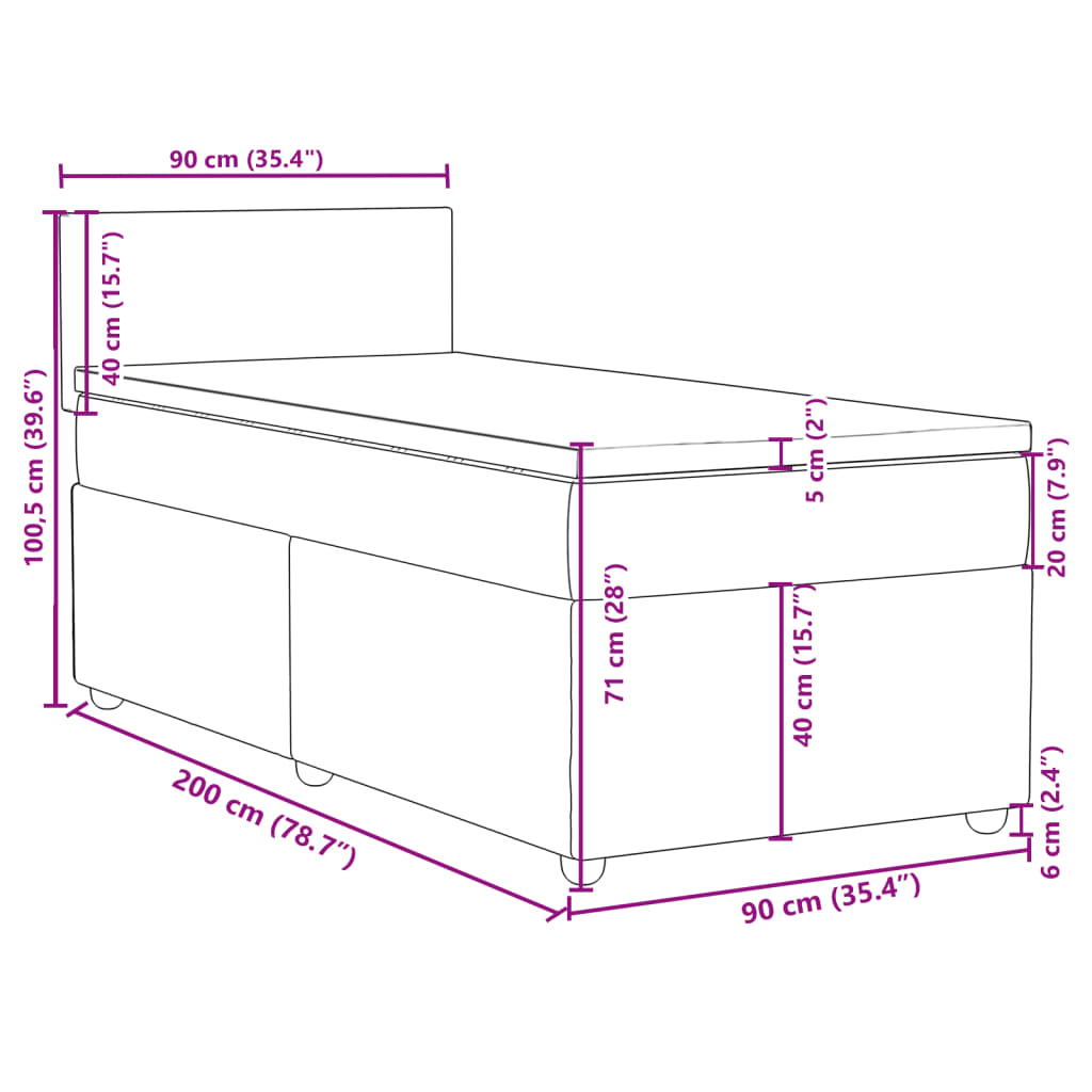 Krevet s oprugama i madracem plavi 90 x 200 cm od tkanine