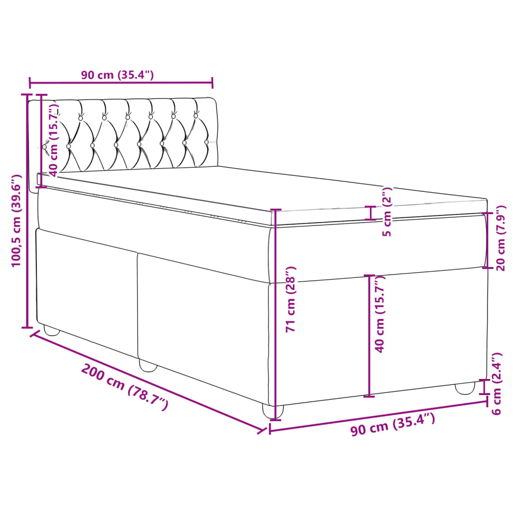 Krevet s oprugama i madracem plavi 90 x 200 cm od tkanine