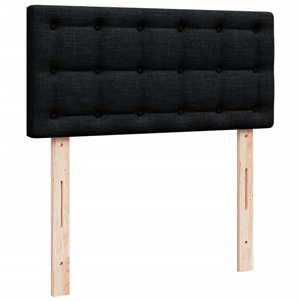 Krevet s oprugama i madracem crni 100 x 200 cm od tkanine