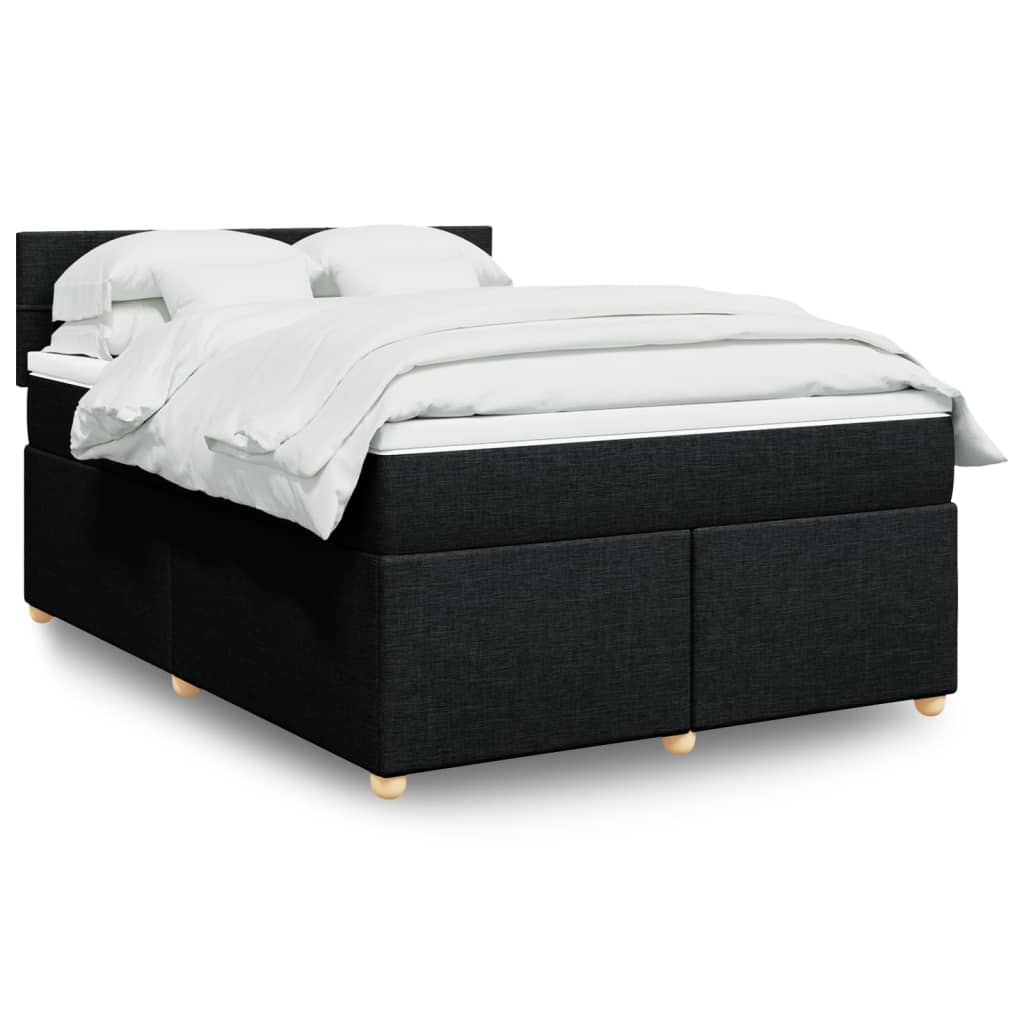 Krevet s oprugama i madracem crni 140 x 190 cm od tkanine