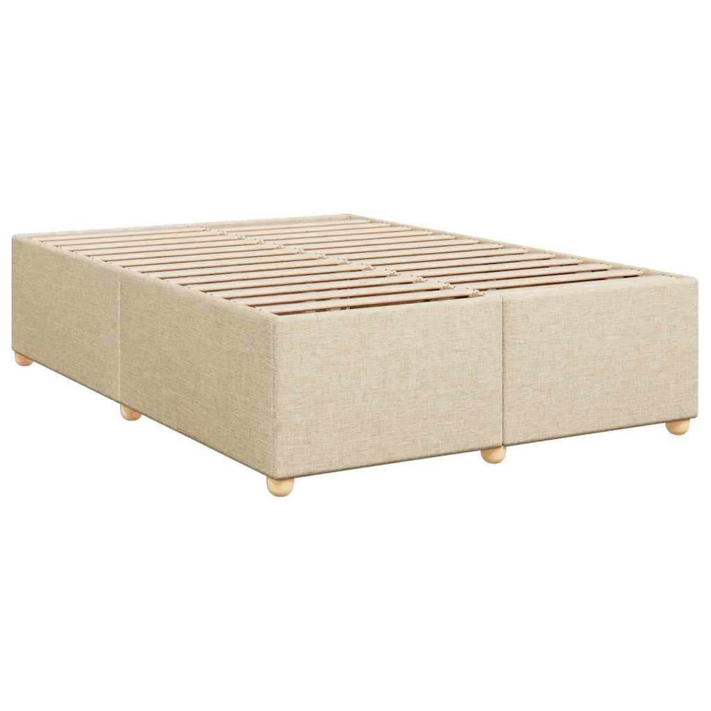 Krevet s oprugama i madracem krem 140 x 190 cm od tkanine