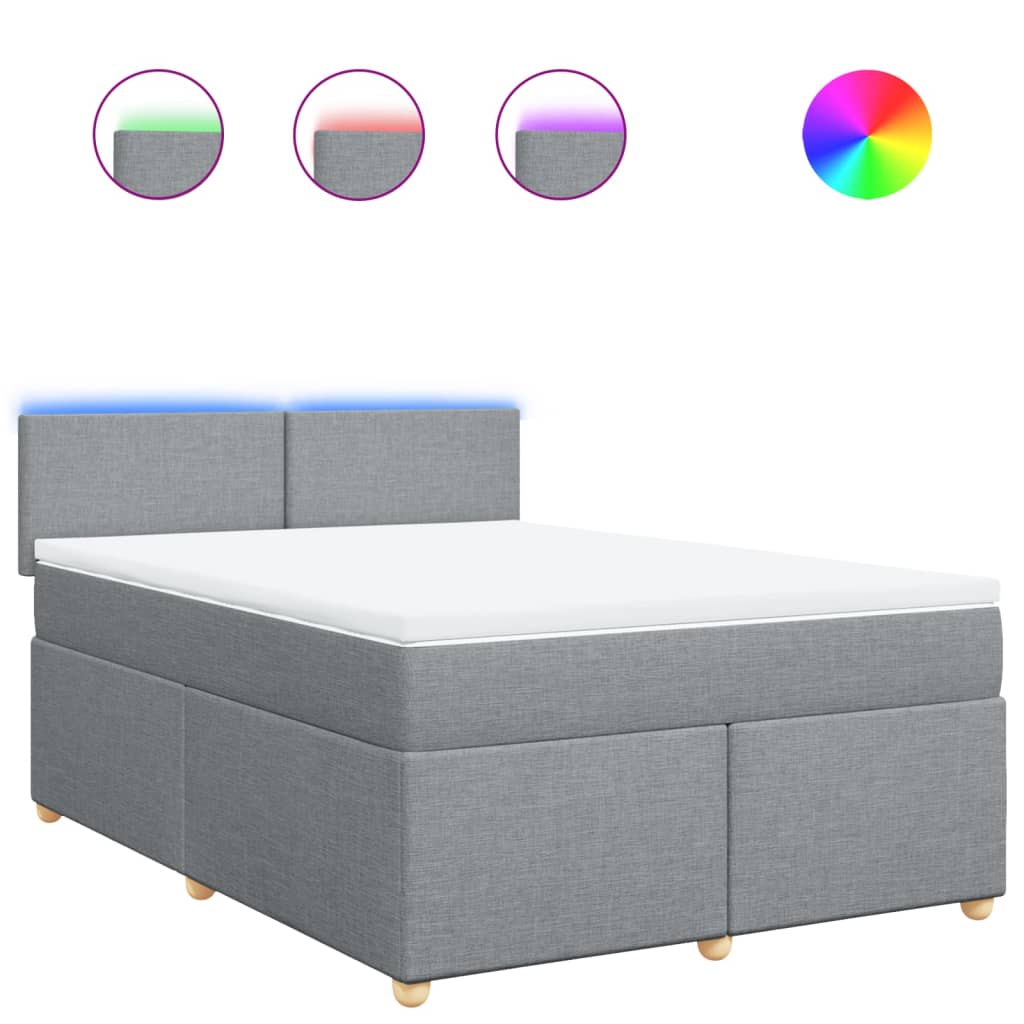 Krevet box spring s madracem svjetlosivi 140x200 cm od tkanine