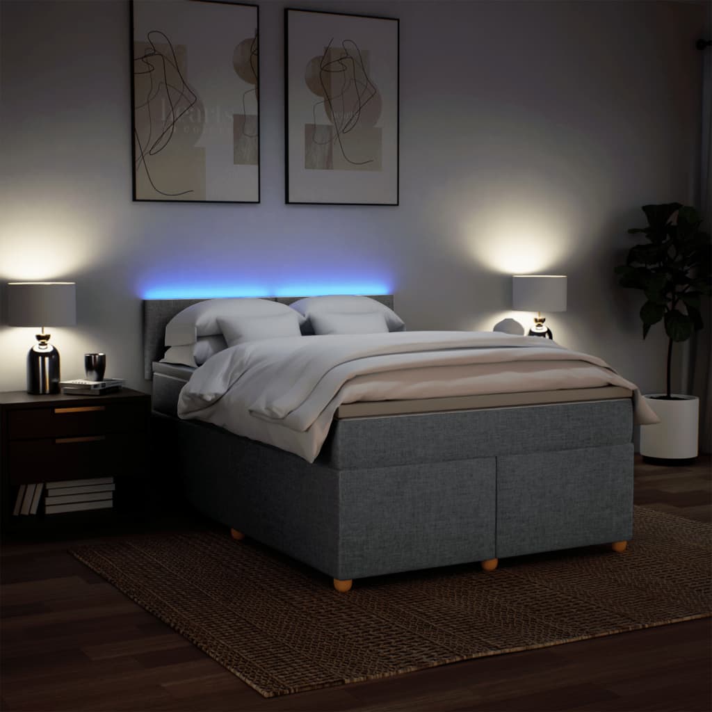 Krevet box spring s madracem svjetlosivi 140x200 cm od tkanine