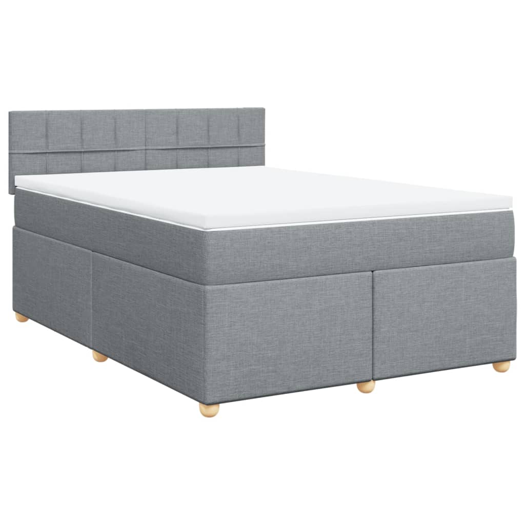 Krevet box spring s madracem svjetlosivi 140x200 cm od tkanine