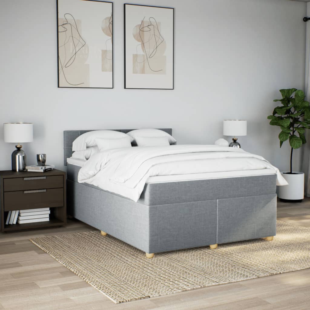 Krevet box spring s madracem svjetlosivi 140x200 cm od tkanine