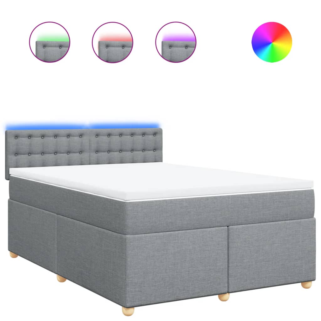 Krevet box spring s madracem svjetlosivi 140x200 cm od tkanine