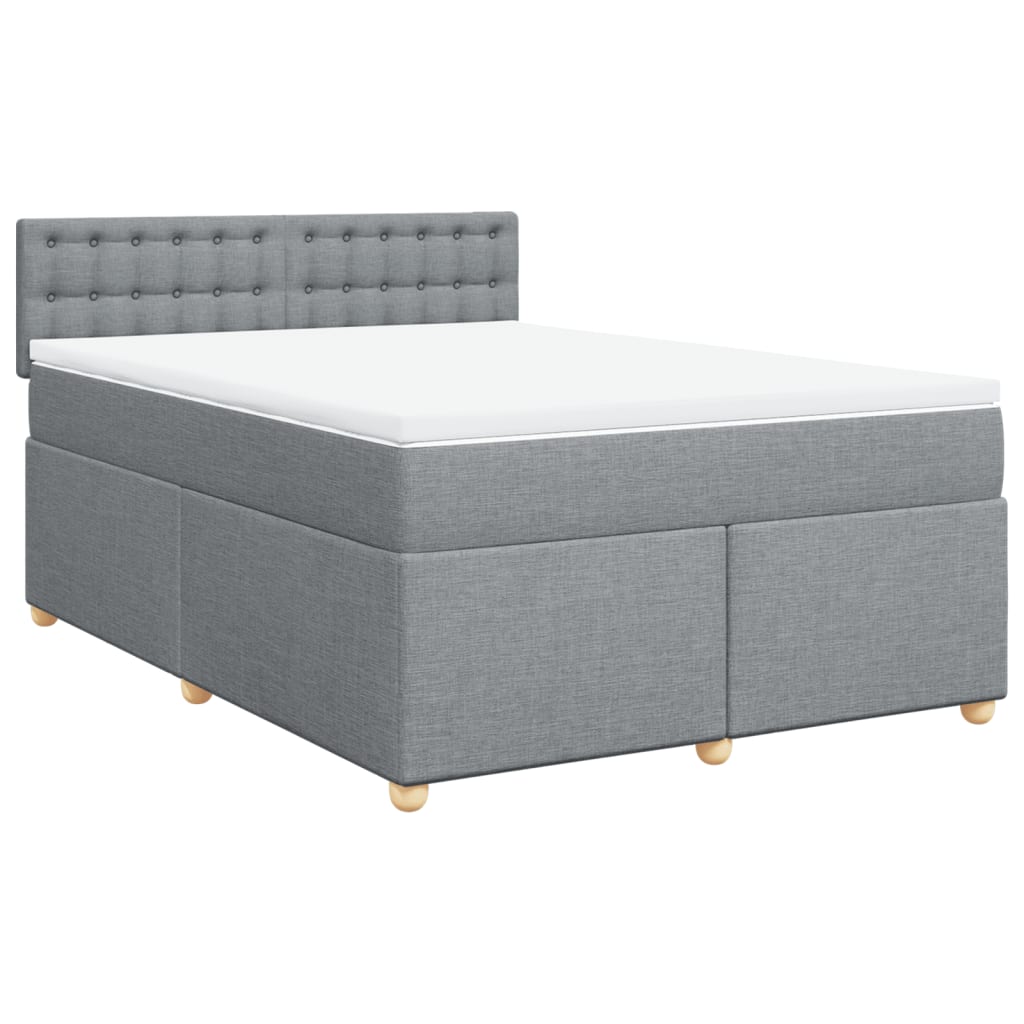 Krevet box spring s madracem svjetlosivi 140x200 cm od tkanine