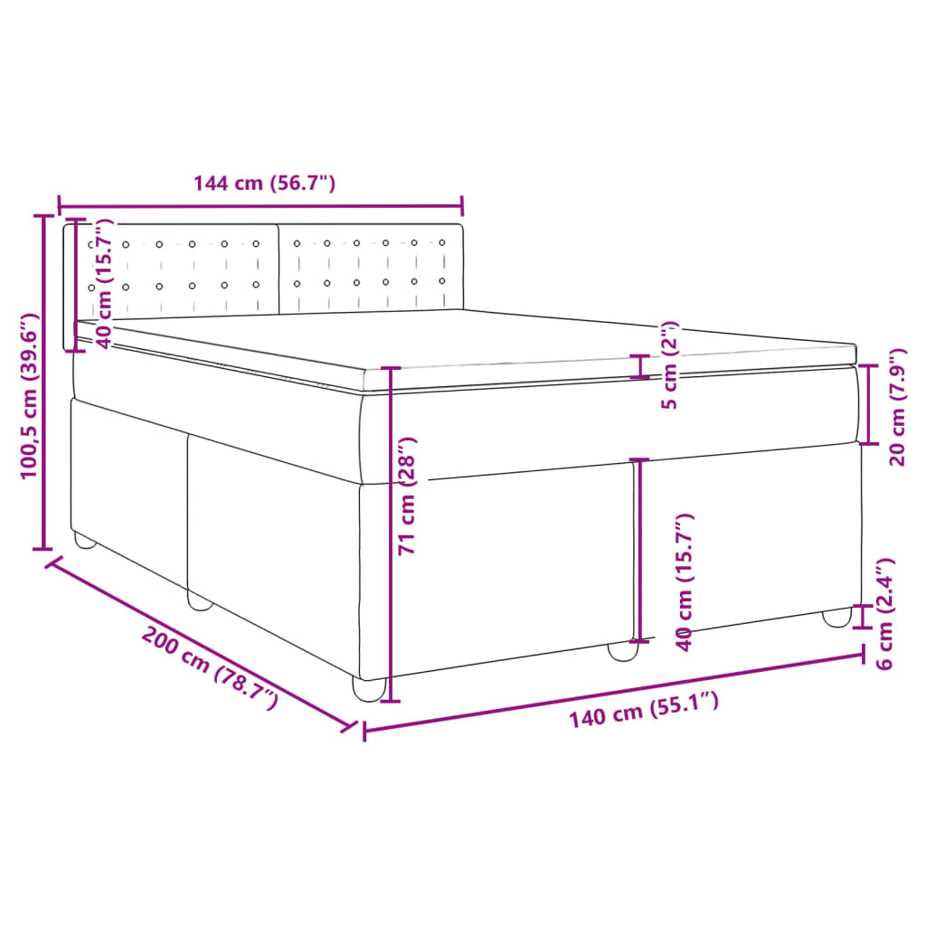 Krevet box spring s madracem svjetlosivi 140x200 cm od tkanine
