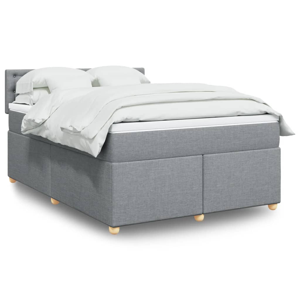Krevet box spring s madracem svjetlosivi 140x200 cm od tkanine