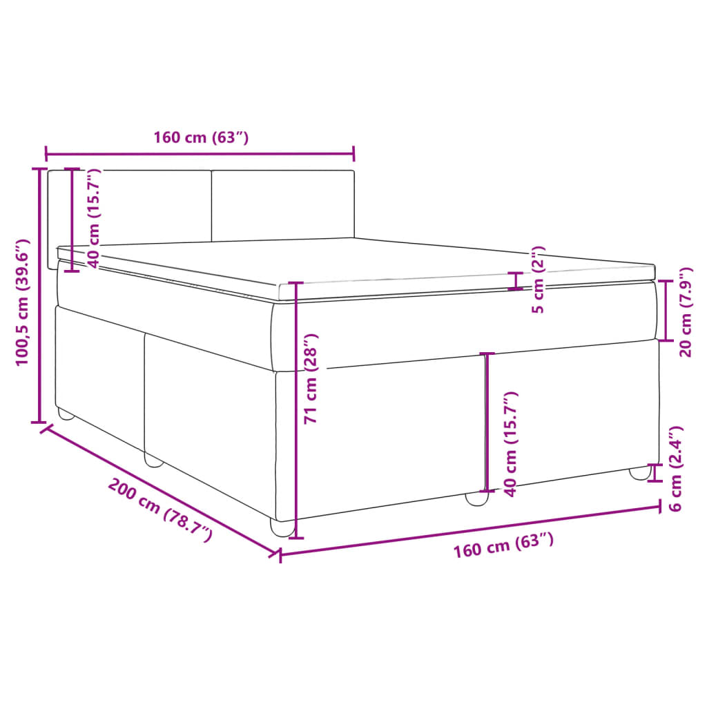 Krevet s oprugama i madracem plavi 160x200 cm od tkanine