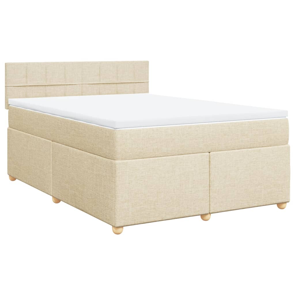 Krevet s oprugama i madracem krem 160x200 cm od tkanine
