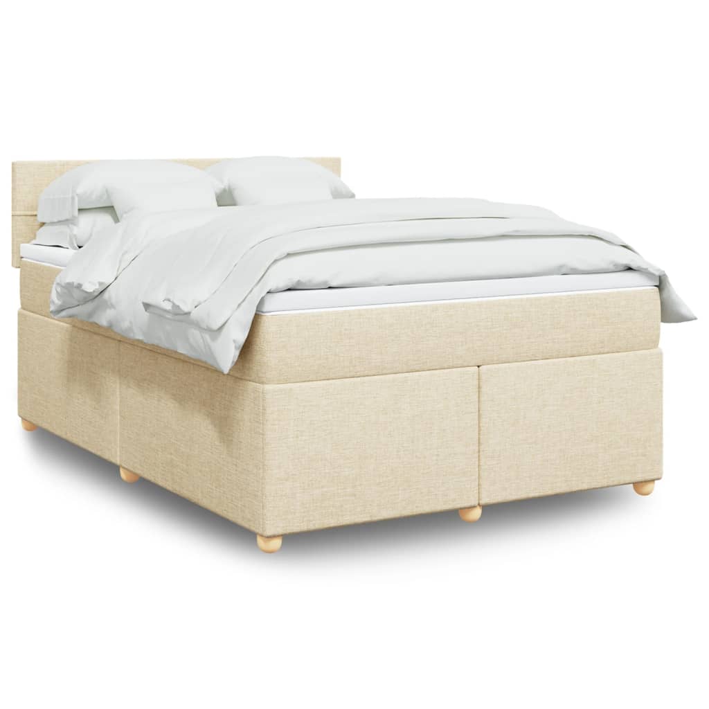 Krevet s oprugama i madracem krem 160x200 cm od tkanine