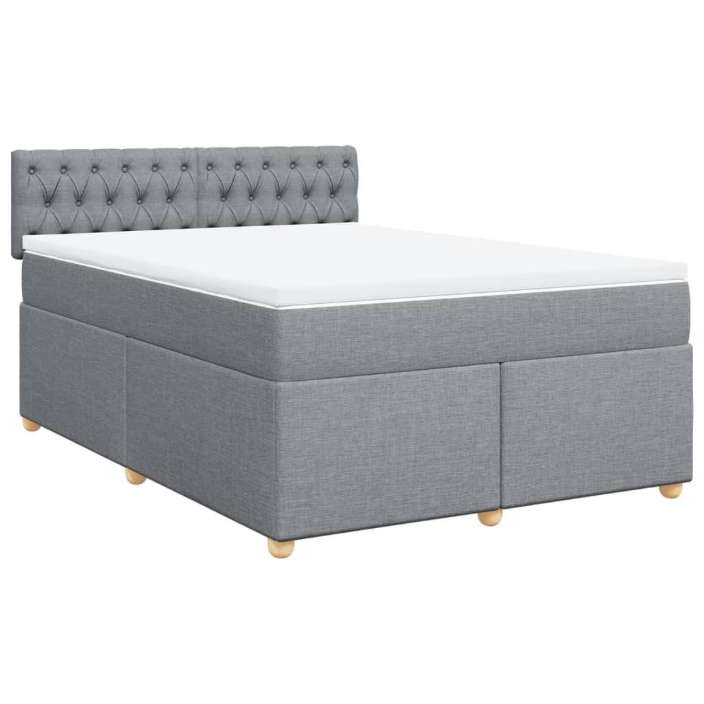 Krevet box spring s madracem svjetlosiva 160x200 cm tkanina