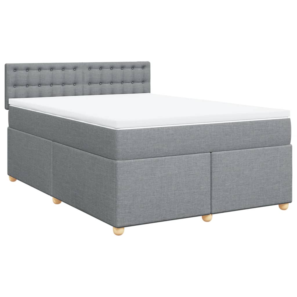 Krevet box spring s madracem svjetlosiva 160x200 cm tkanina