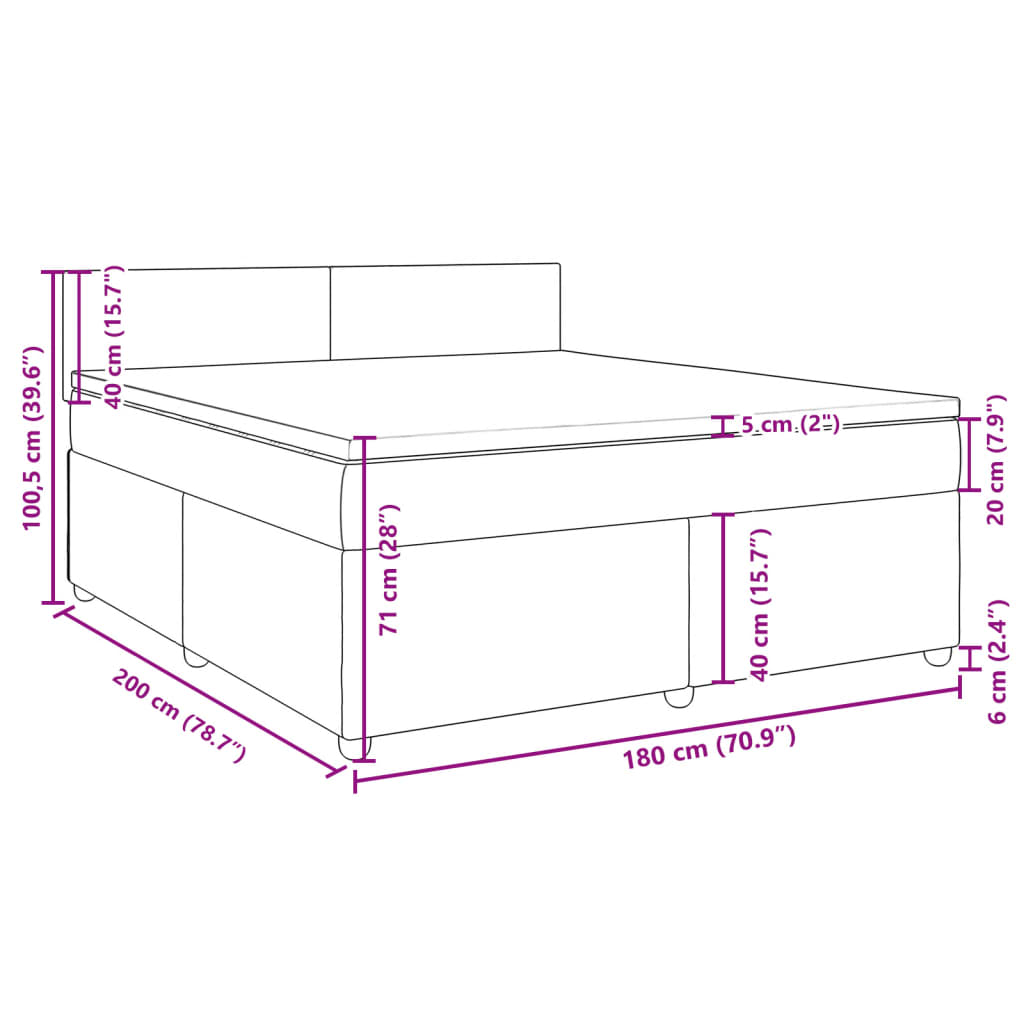 Krevet s oprugama i madracem plavi 180x200 cm od tkanine