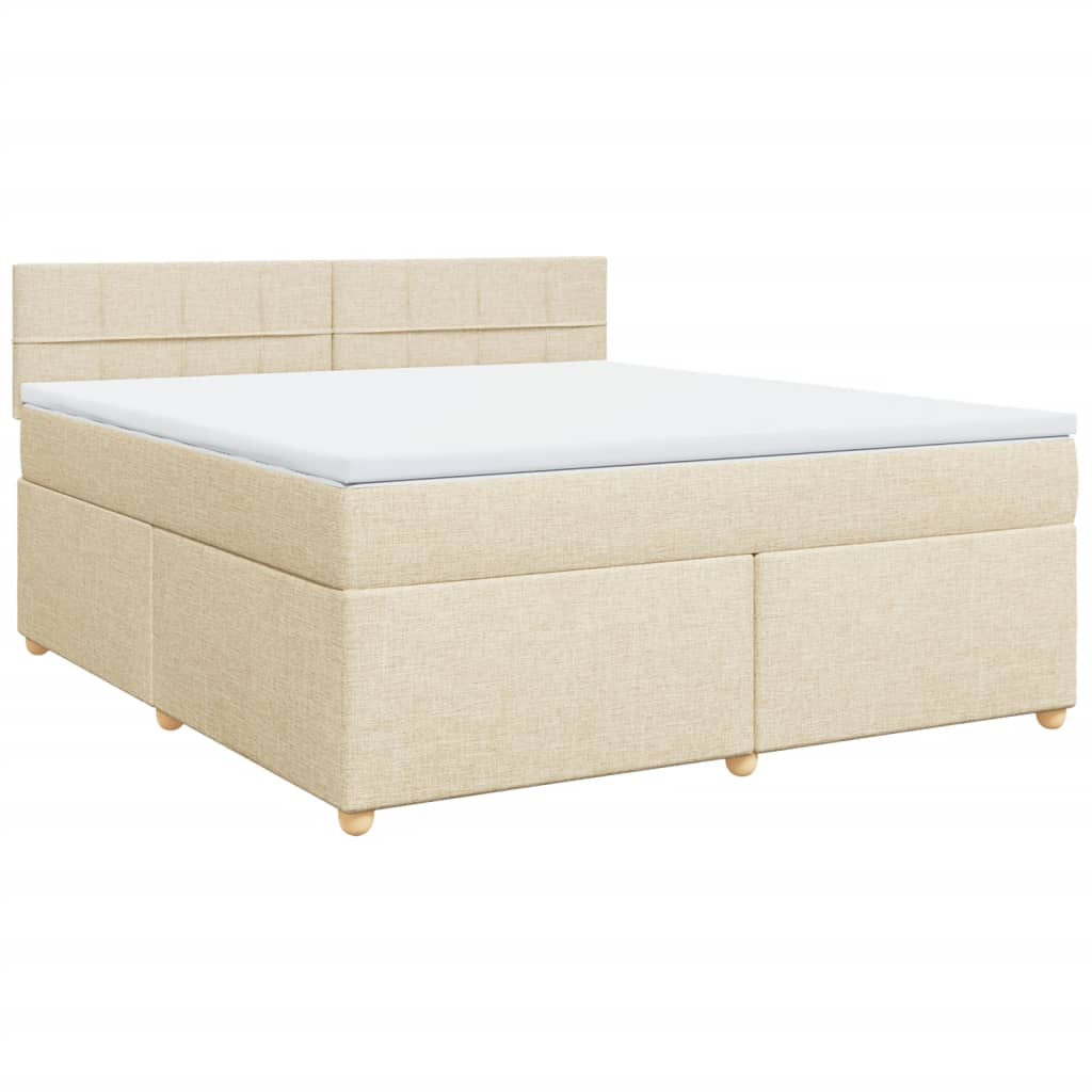 Krevet s oprugama i madracem krem 180x200 cm od tkanine