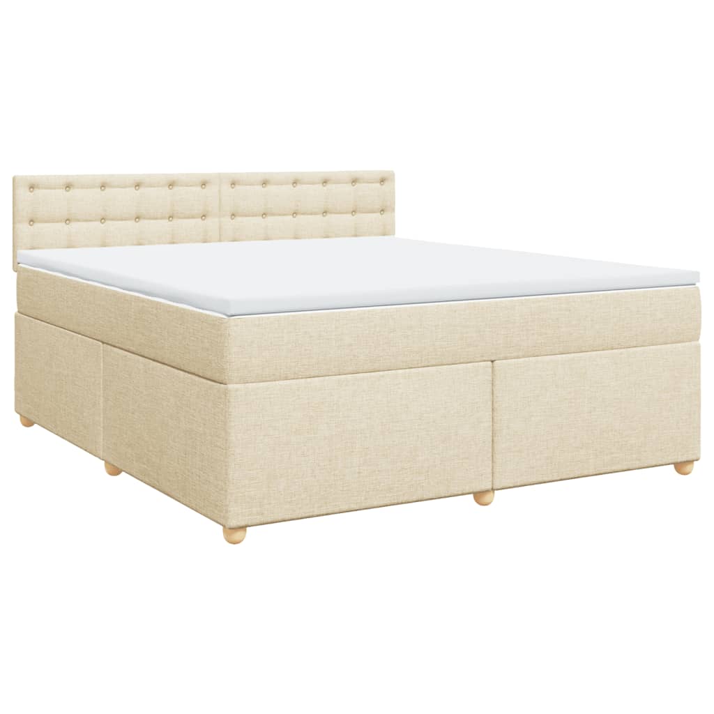 Krevet s oprugama i madracem krem 180x200 cm od tkanine