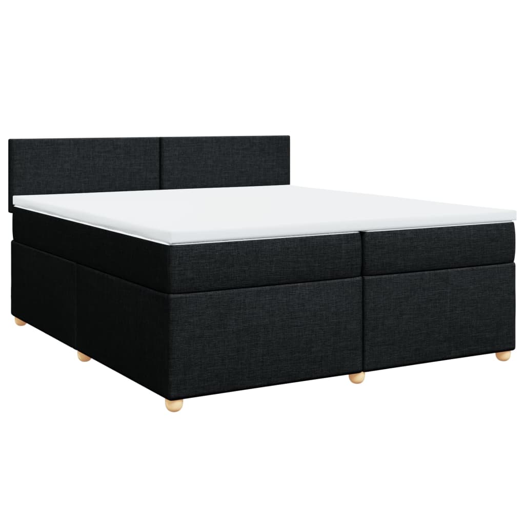 Krevet s oprugama i madracem crni 200x200 cm od tkanine