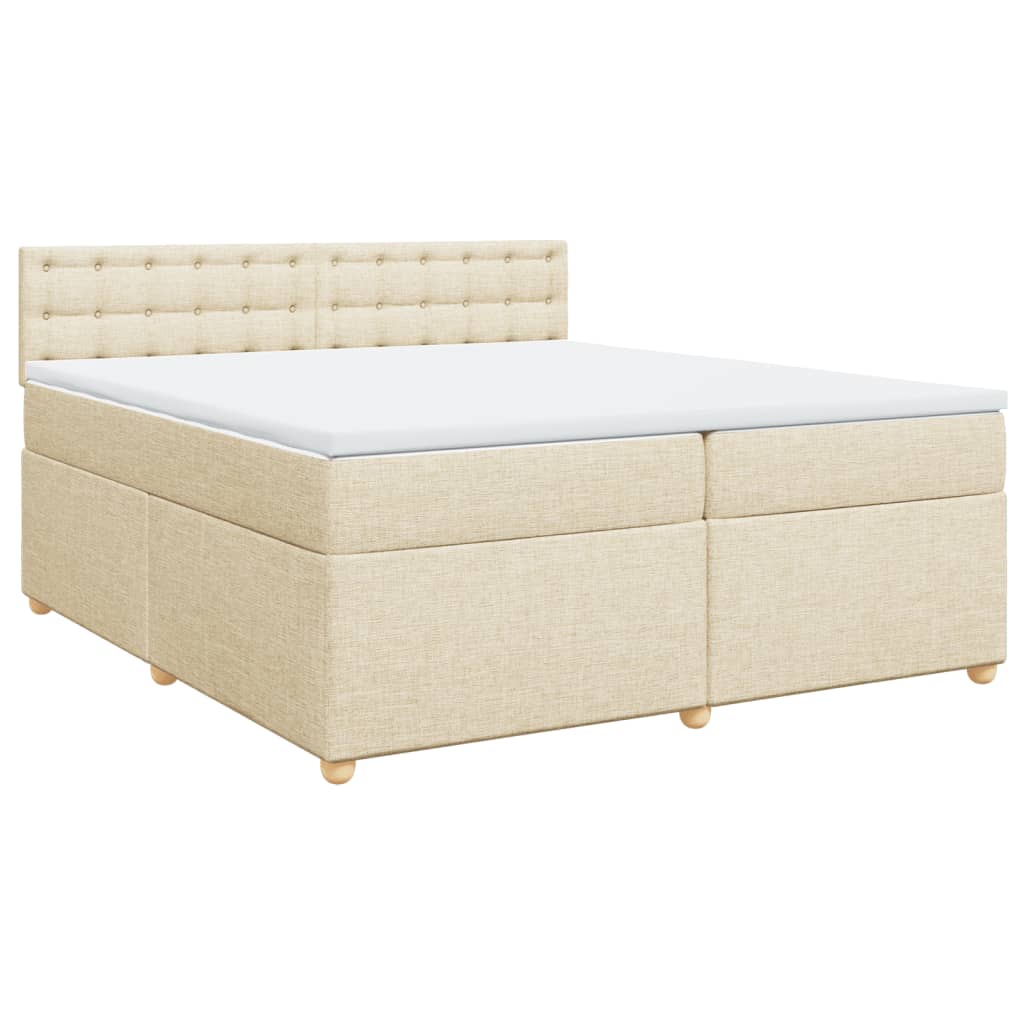 Krevet s oprugama i madracem krem 200 x 200 cm od tkanine