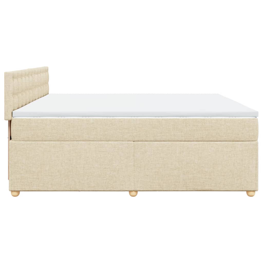 Krevet s oprugama i madracem krem 200 x 200 cm od tkanine
