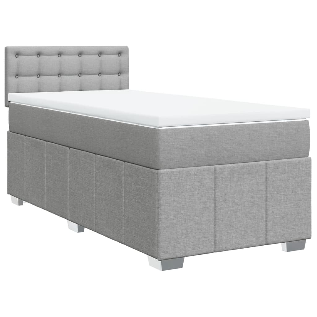 Box spring krevet s madracem svjetlosivi 90x190 cm od tkanine