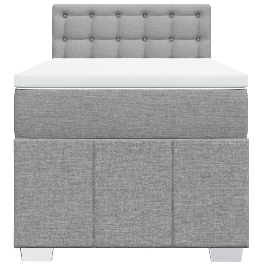 Box spring krevet s madracem svjetlosivi 90x190 cm od tkanine