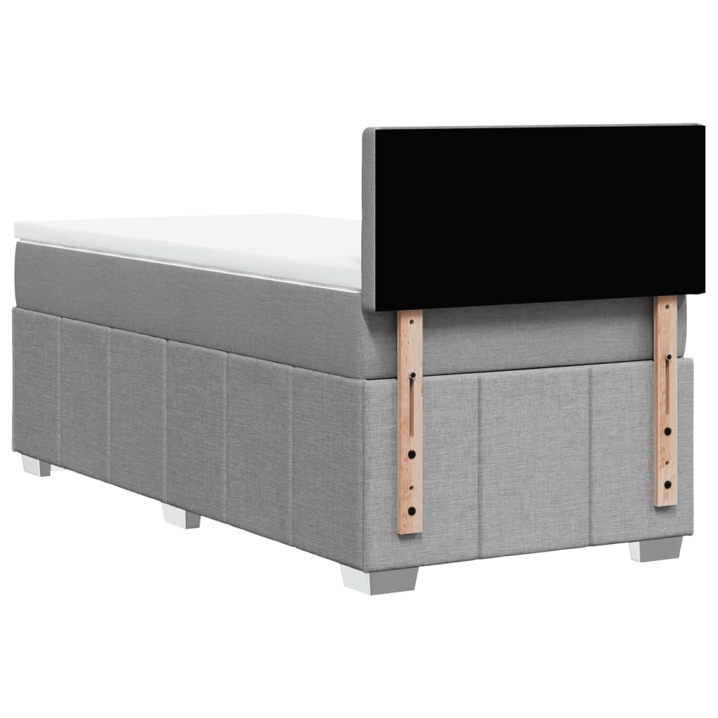 Box spring krevet s madracem svjetlosivi 90x190 cm od tkanine