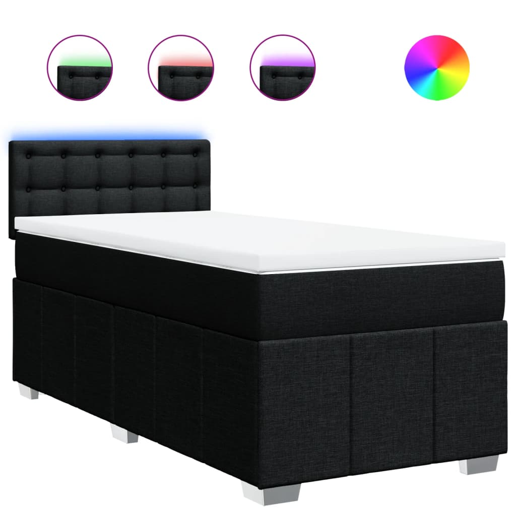 Box spring krevet s madracem crni 90x190 cm od tkanine