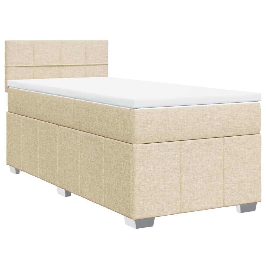 Krevet s oprugama i madracem krem 90 x 200 cm od tkanine
