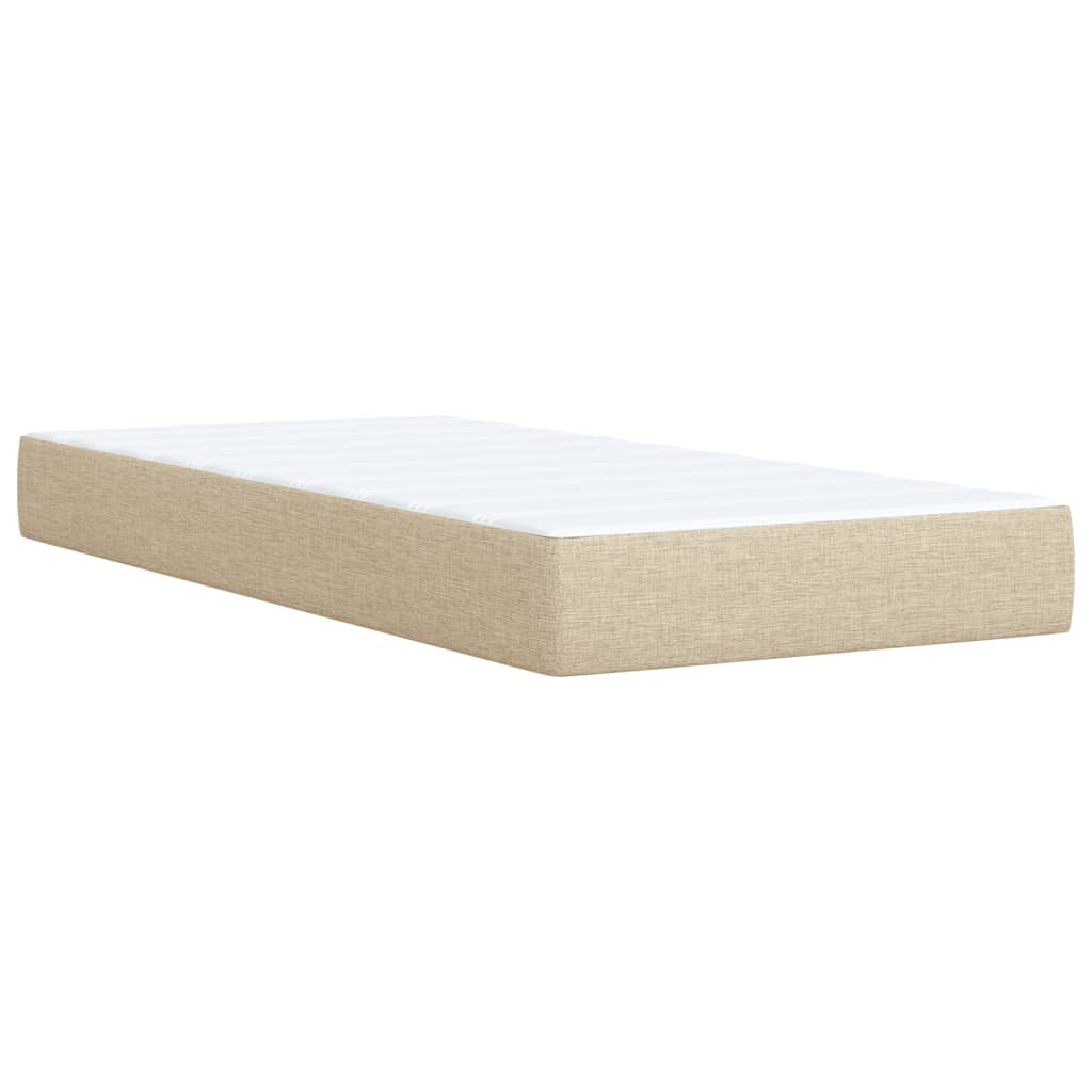 Krevet s oprugama i madracem krem 90 x 200 cm od tkanine