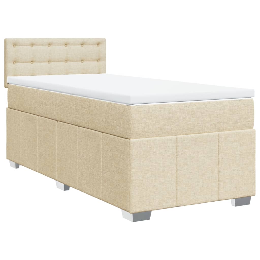 Krevet s oprugama i madracem krem 90 x 200 cm od tkanine