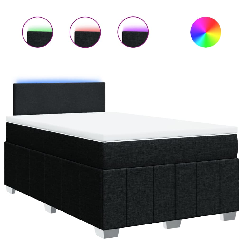 Krevet box spring s madracem crni 120 x 190 cm od tkanine