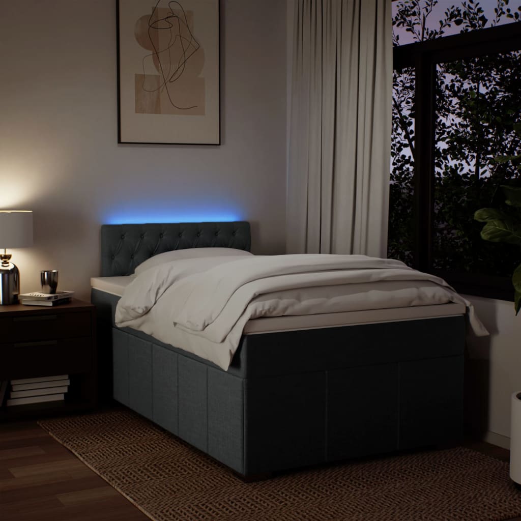 Krevet box spring s madracem tamnosivi 120 x 190 cm tkanina