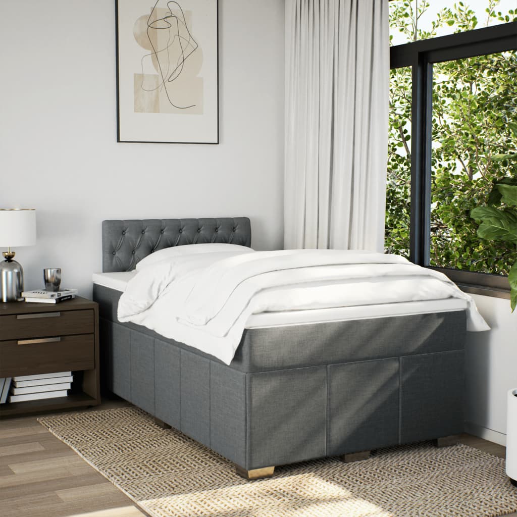 Krevet box spring s madracem tamnosivi 120 x 190 cm tkanina