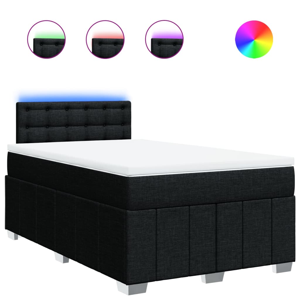 Krevet box spring s madracem crni 120 x 190 cm od tkanine