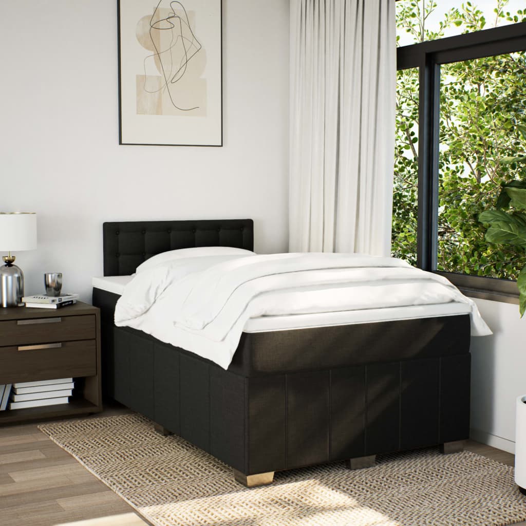 Krevet box spring s madracem crni 120 x 190 cm od tkanine