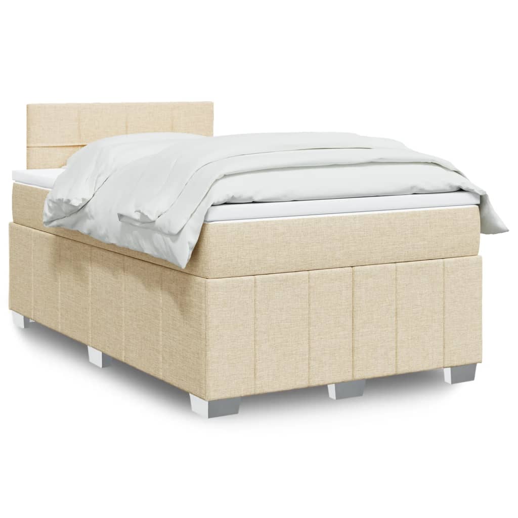 Krevet s oprugama i madracem krem 120 x 200 cm od tkanine