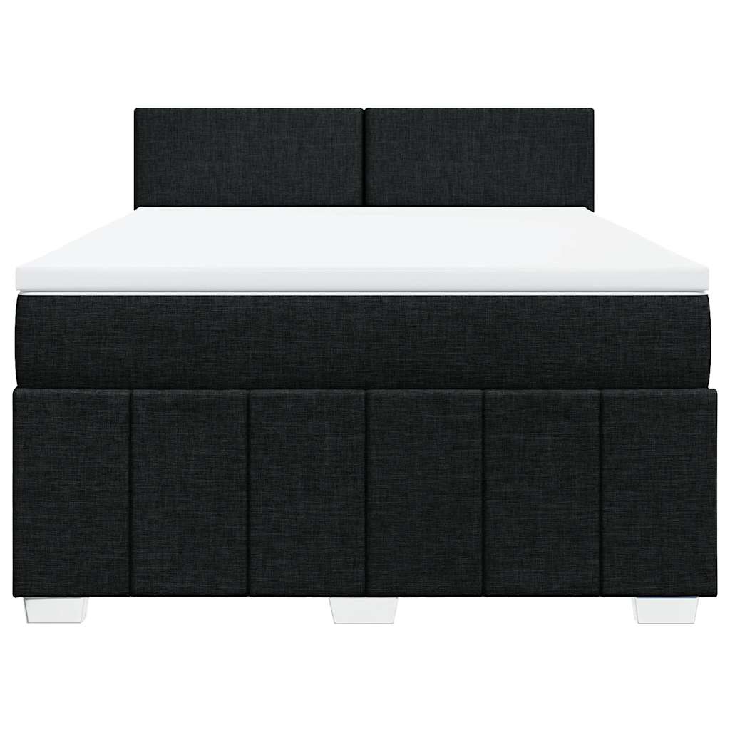 Krevet s oprugama i madracem crni 140x200 cm od tkanine