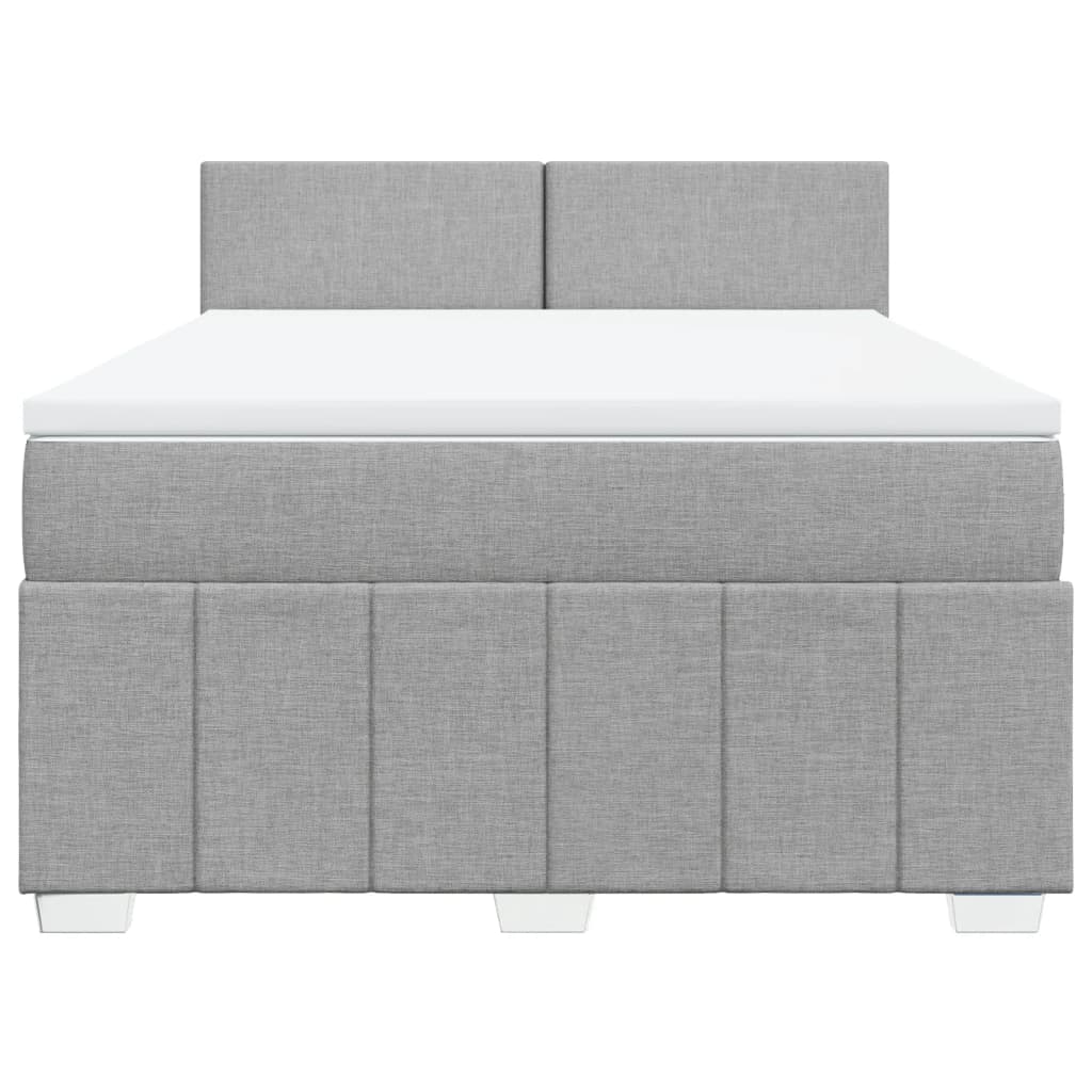 Krevet box spring s madracem svjetlosiva 160x200 cm tkanina