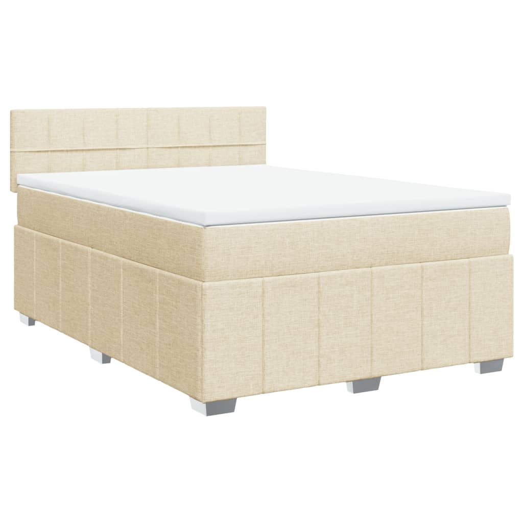 Krevet s oprugama i madracem krem 160x200 cm od tkanine