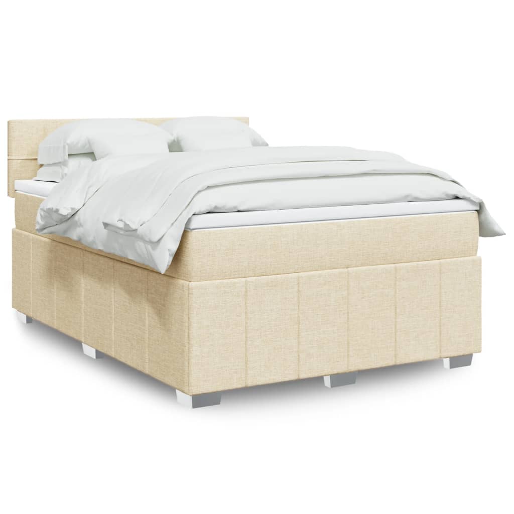 Krevet s oprugama i madracem krem 160x200 cm od tkanine
