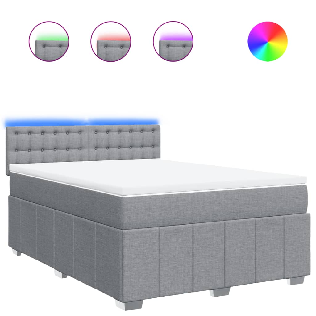 Krevet box spring s madracem svjetlosiva 160x200 cm tkanina