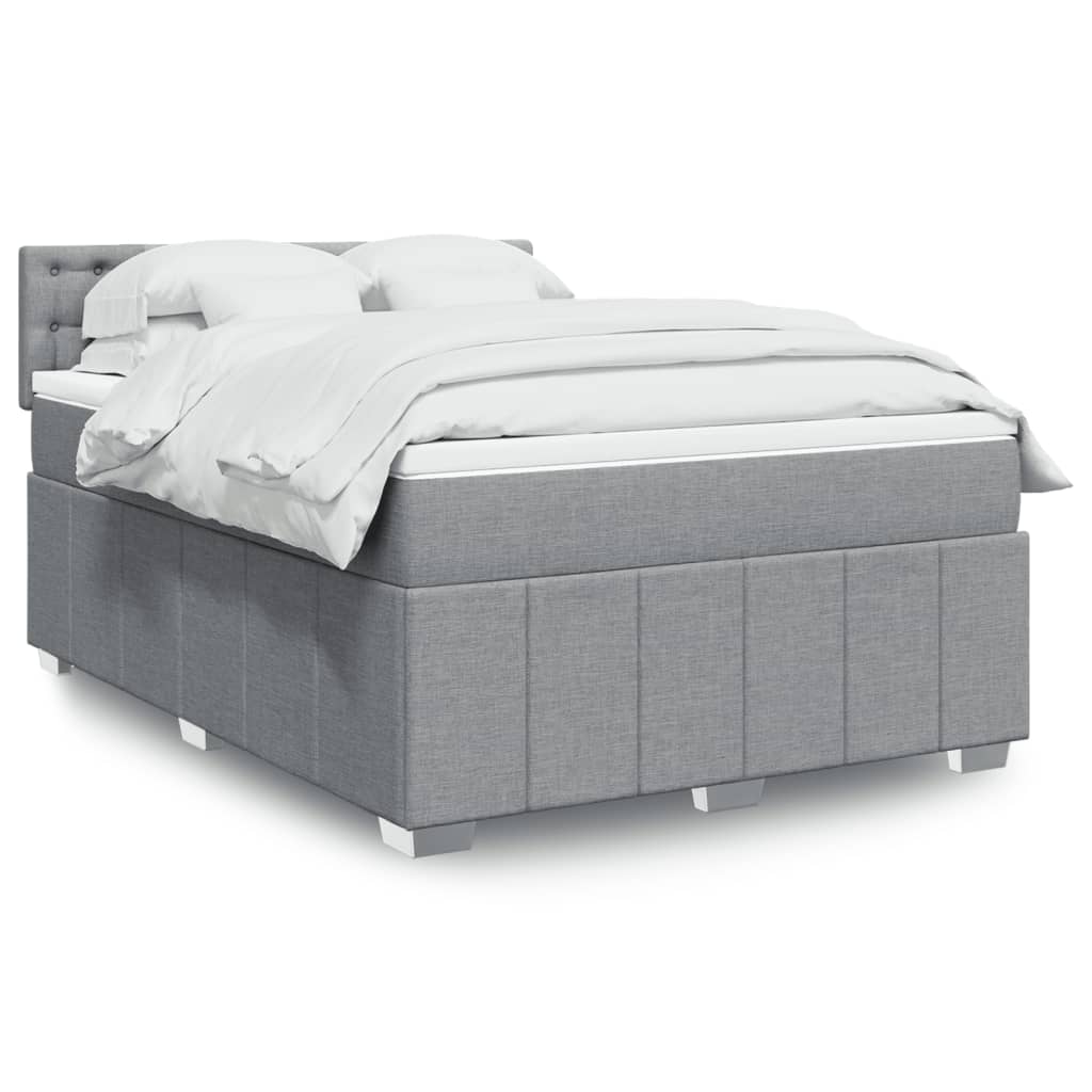 Krevet box spring s madracem svjetlosiva 160x200 cm tkanina