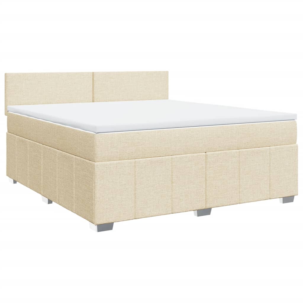 Krevet s oprugama i madracem krem 180x200 cm od tkanine