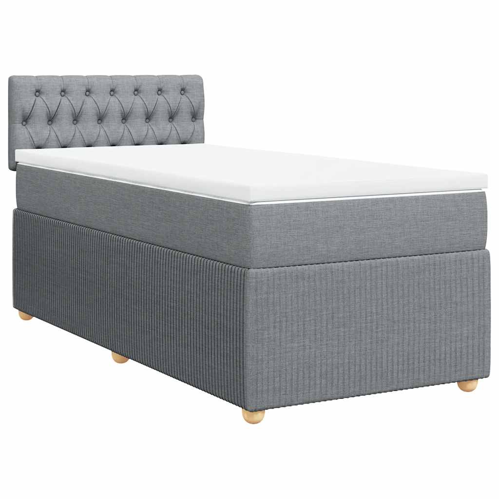 Box spring krevet s madracem svjetlosivi 90x190 cm od tkanine