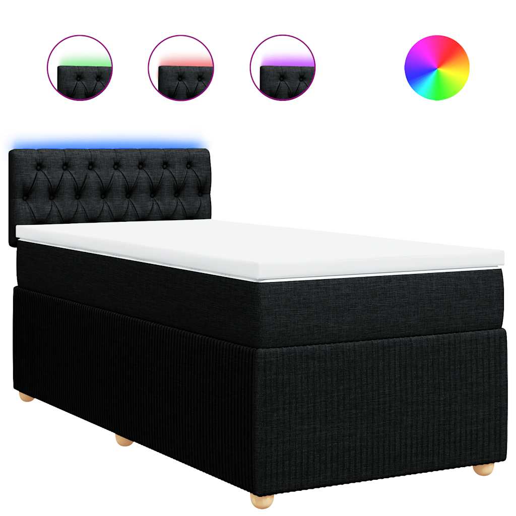 Box spring krevet s madracem crni 90x190 cm od tkanine