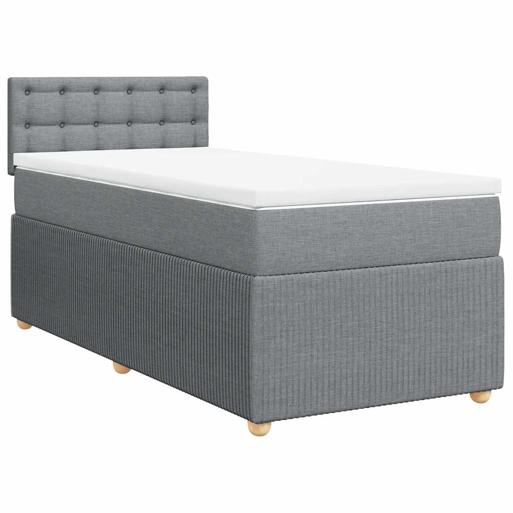 Box spring krevet s madracem svjetlosivi 90x190 cm od tkanine