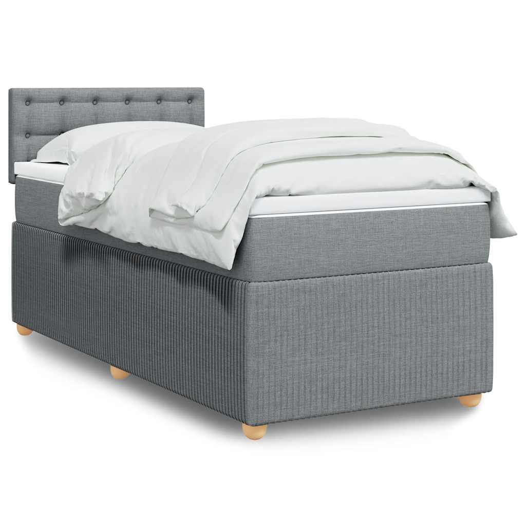 Box spring krevet s madracem svjetlosivi 90x190 cm od tkanine