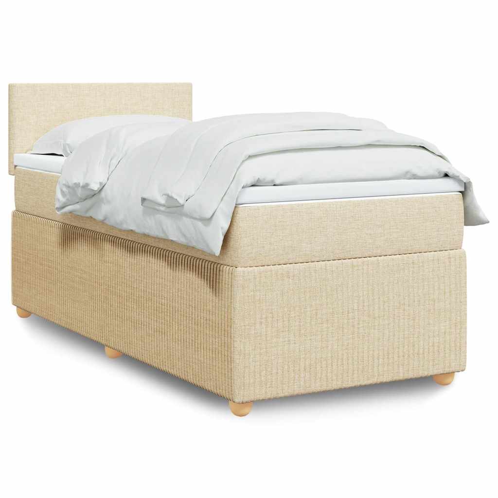 Krevet s oprugama i madracem krem 100 x 200 cm od tkanine